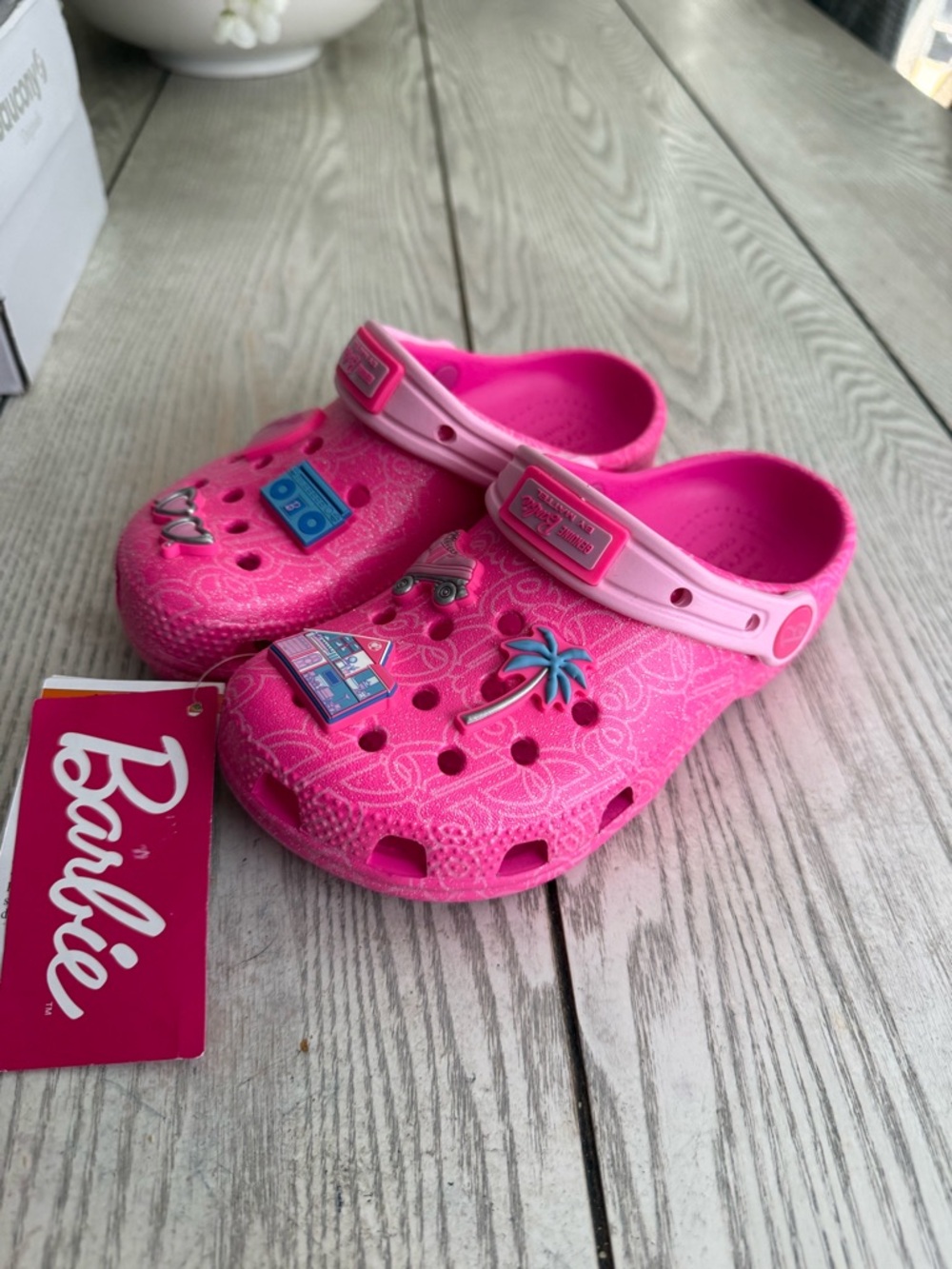 Mattel Barbie Bright Pink Kids' Slip-On Clogs with Charms